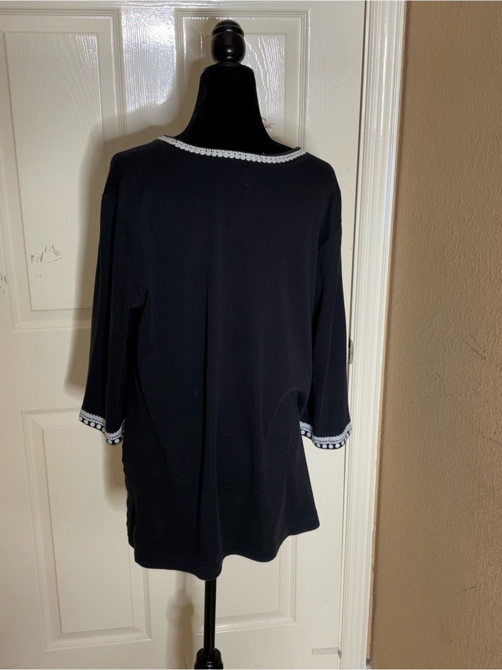 Johnny Was tunic blouse women XL black & white floral - Picture 3 of 10